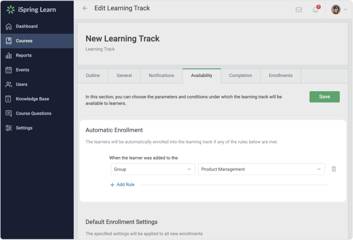 What Learning Track is and how to use it in iSpring LMS