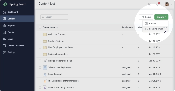 What Learning Track is and how to use it in iSpring LMS
